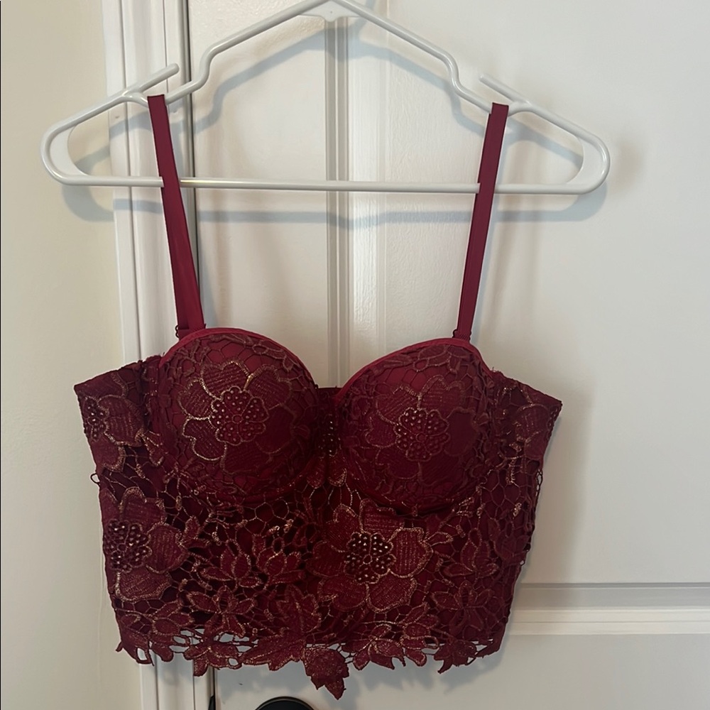 She’s Moda Elegant Lace Burgundy Bralett